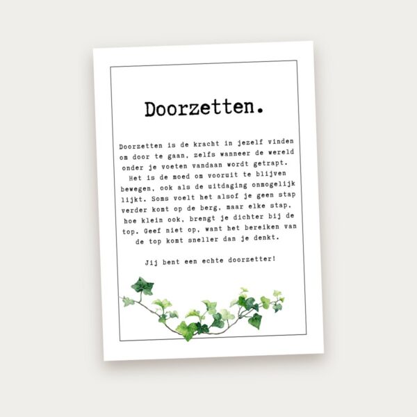 Groeikaart Doorzetten, voorkant