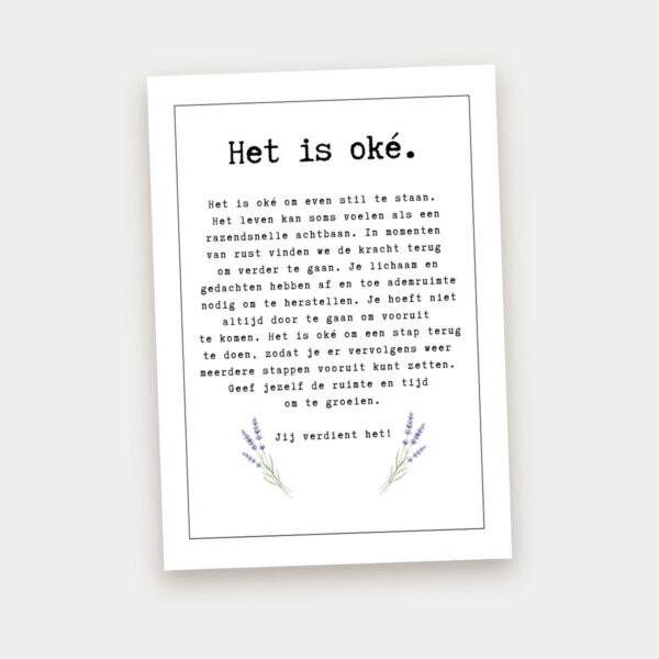 Groeikaart Het is oké, voorkant