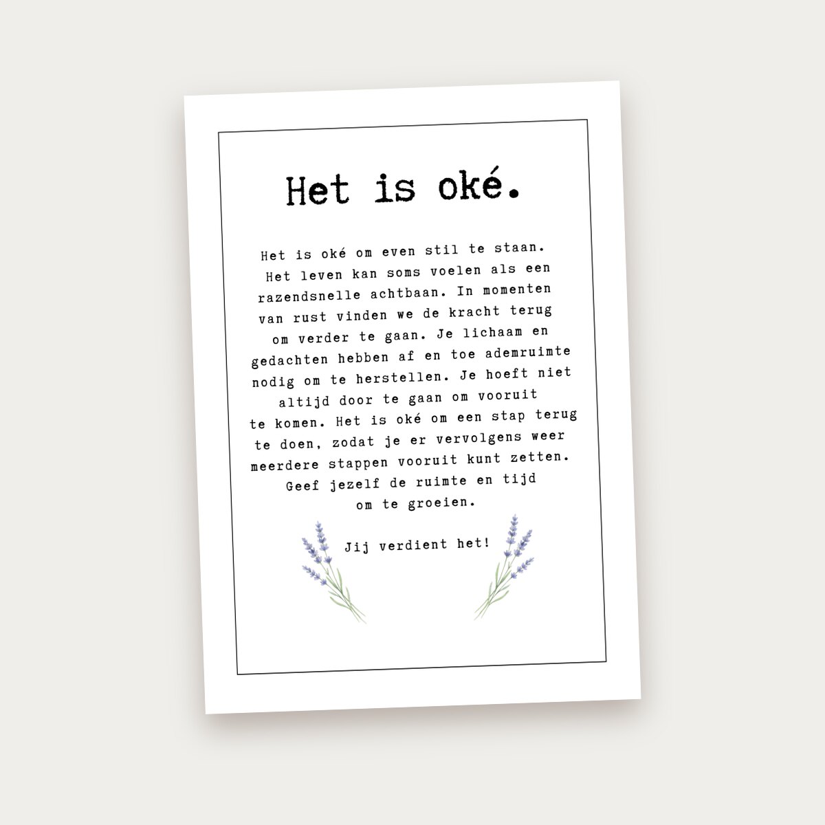 Groeikaart Het is oké, voorkant