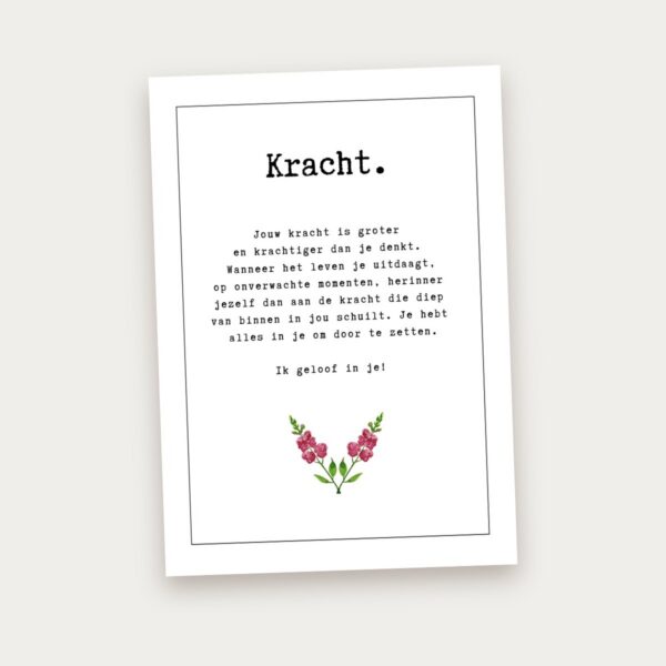 Groeikaart Kracht, voorkant
