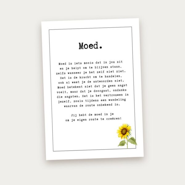 Groeikaart Moed, voorkant