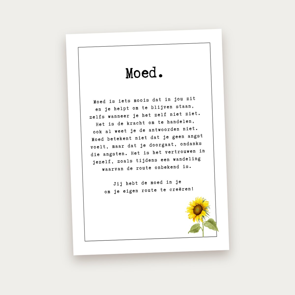 Groeikaart Moed, voorkant