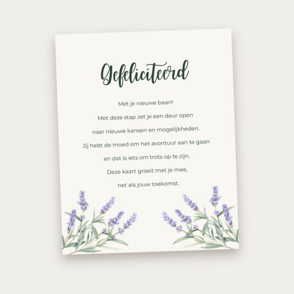 Groeikaart Gefeliciteerd met je nieuwe baan, voorkant