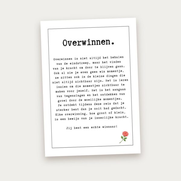 Groeikaart Overwinnen, voorkant