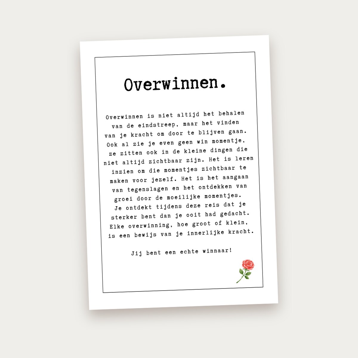 Groeikaart Overwinnen, voorkant